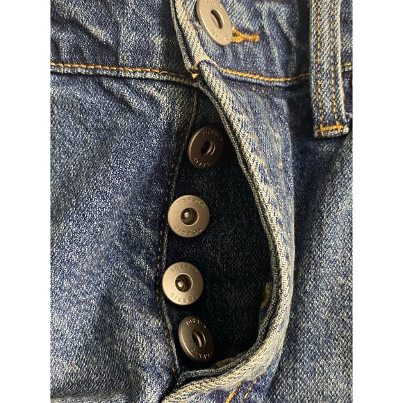 Torrid Women's Blue Button Fly High Rise Straight Studded Raw Hem Jeans Size 14R - Picture 6 of 10